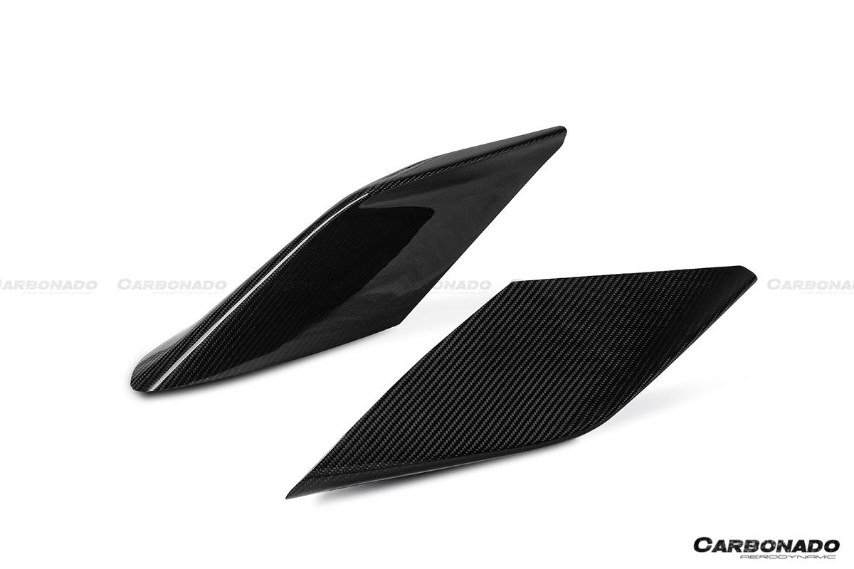 2019 - 2024 Ferrari F8 OEM Style Dry Carbon Fiber Side Air Intake Fins Flaps Wings