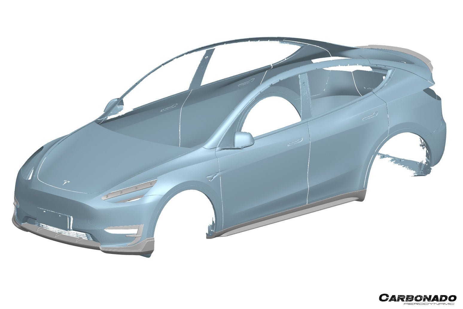 2020-2024 Tesla Model Y AD Style Dry Carbon Fiber Front Daytime Running Light Covers - Carbonado