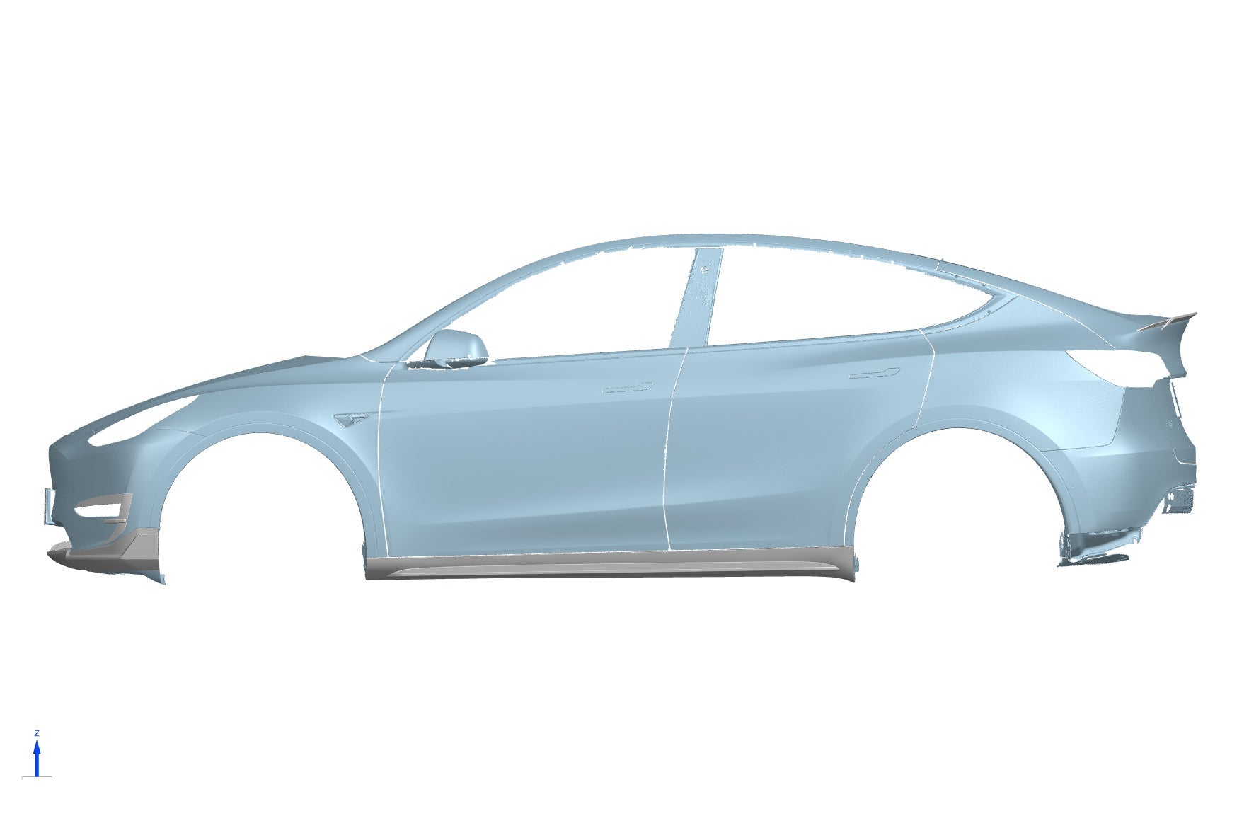 2020-2024 Tesla Model Y AD Style Dry Carbon Fiber Side Skirts - Carbonado