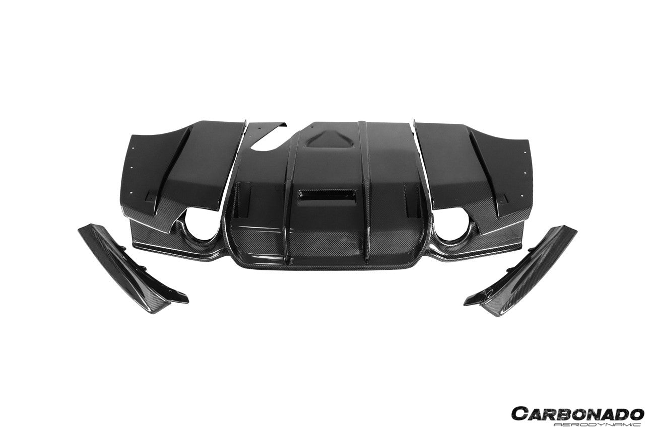 BMW 3 Series F30 F35 M-Tech GV Style Carbon Fiber Rear Lip Diffuser with Caps 2011-2019