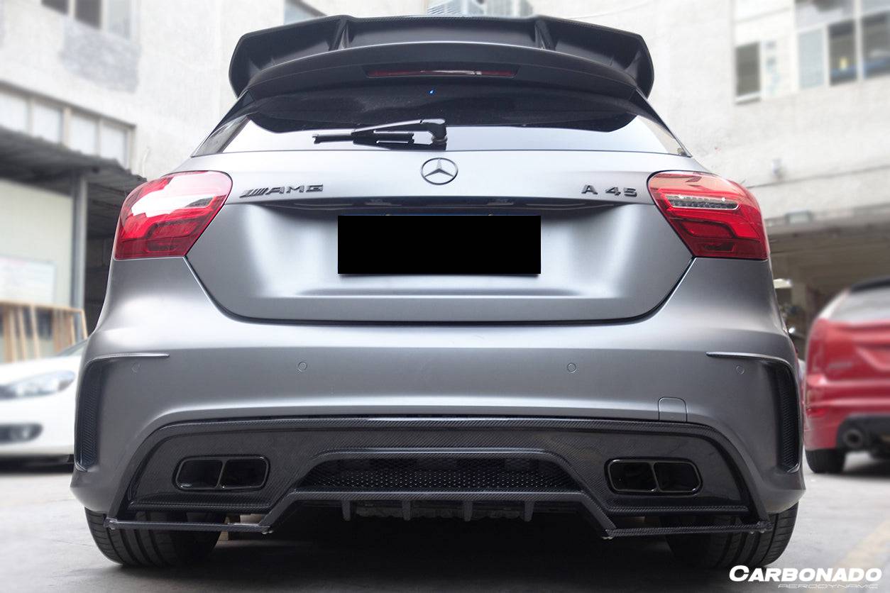 2016-2018 Mercedes Benz W176 A45 AMG BKSS Style Carbon Fiber Rear Bumper Canards - Carbonado