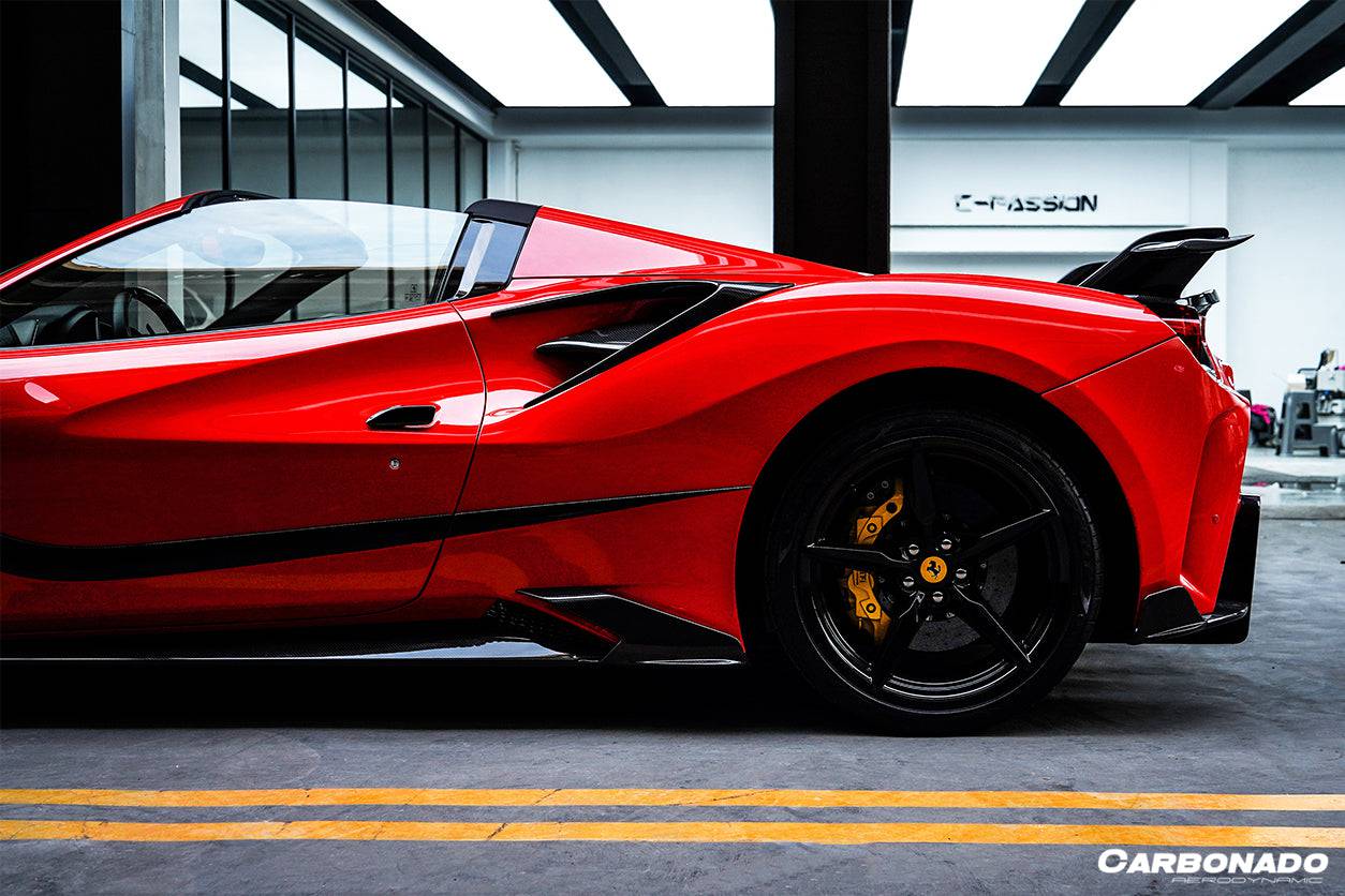 2015-2019 Ferrari 488 GTB & Spider MSY Style Carbon Fiber Side Air Intake Flaps - Carbonado