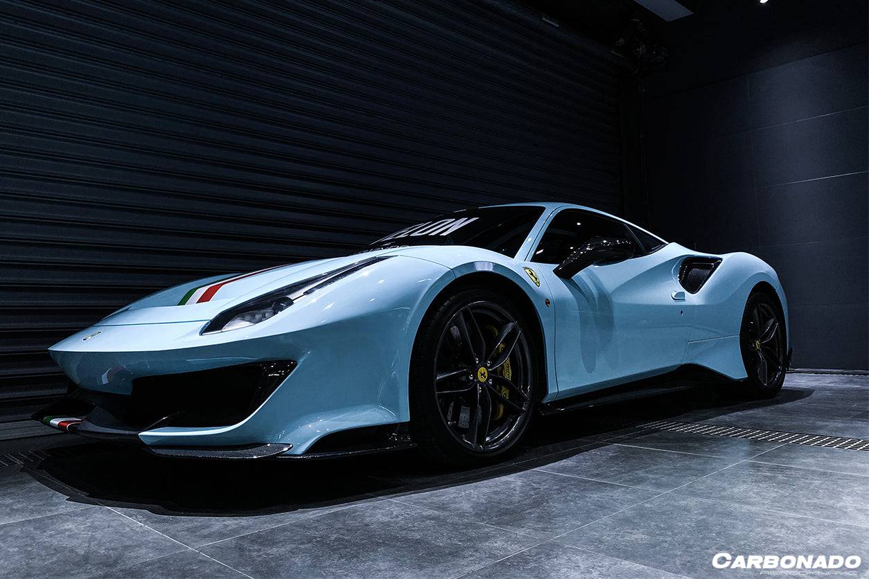 2015-2020 Ferrari 488 GTB Spyder Pista Style Carbon Fiber Quarter Panel Side Scoops - Carbonado Aero