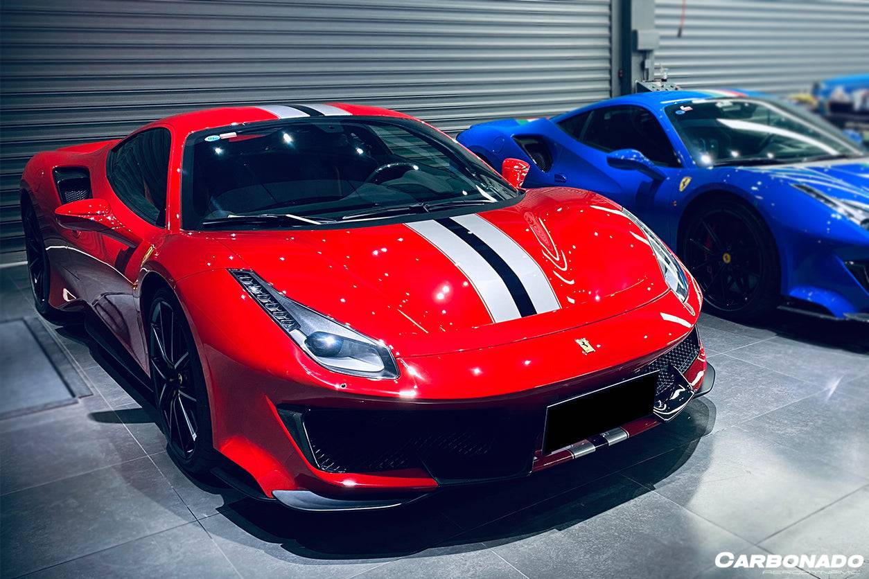 2018-2020 Ferrari 488 Pista OEM Style Part Carbon Fiber Front Bumper - Carbonado Aero