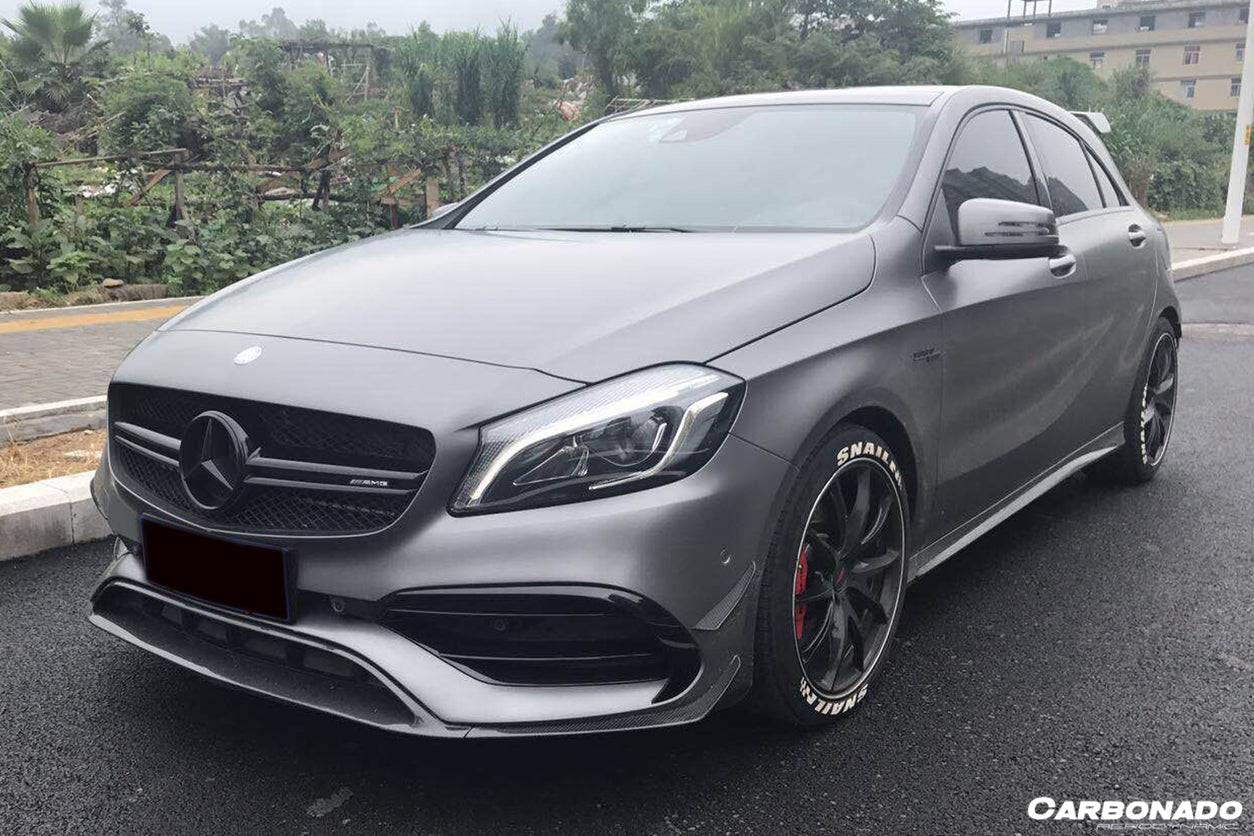 2016-2018 Mercedes Benz W176 A45 AMG BKSS Style Carbon Fiber Front Bumper Canards - Carbonado