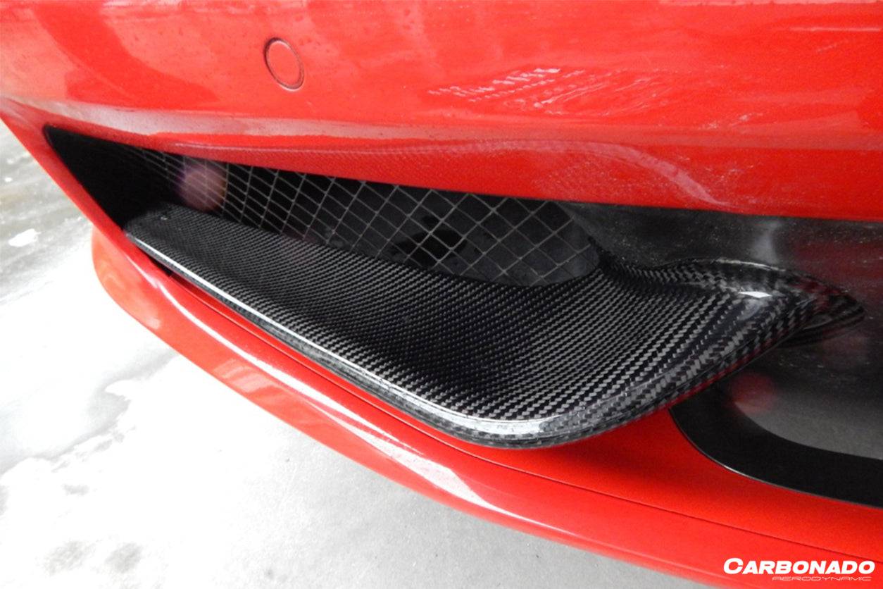 2010-2015 Ferrari 458 Coupe Spyder OE Style Carbon Fiber Front Bumper Canards - Carbonado Aero