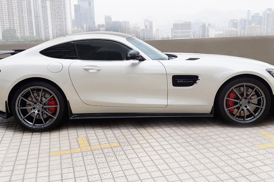 Mercedes Benz AMG GT GTS GTC RZS Style Carbon Fiber Side Skirt Extensions 2015-2020