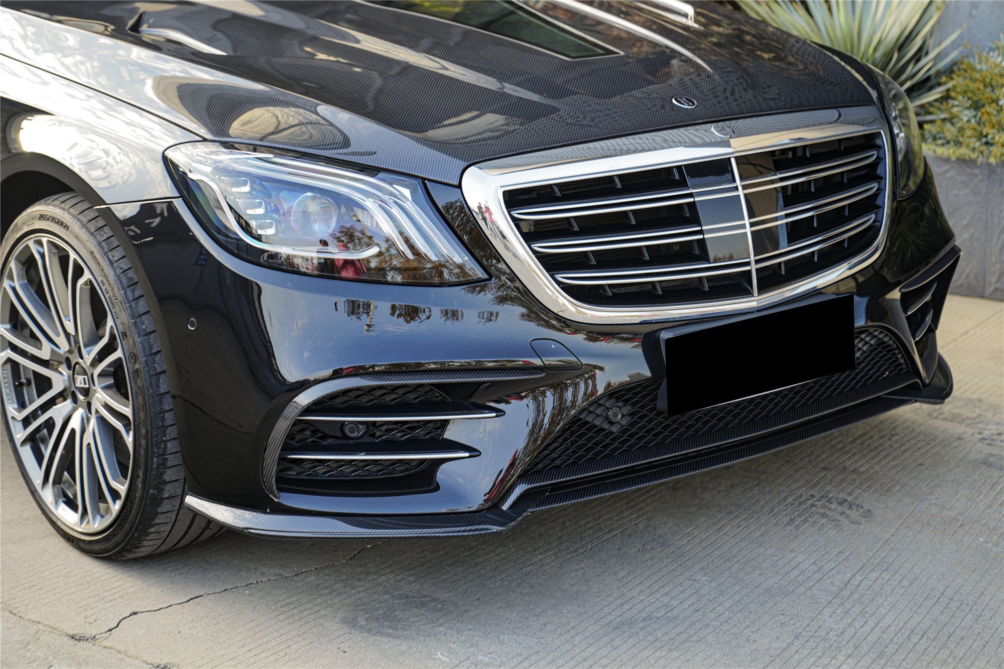 Mercedes Benz S Class W222 IA Style Carbon Fiber Front Lip Splitter 2018-2020