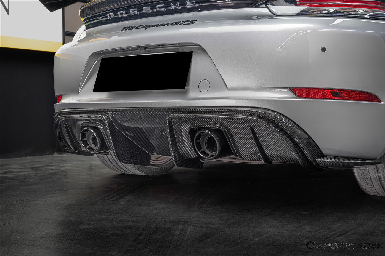 Porsche 718 Cayman Boxster GT4 GT4RS GT4RS Style Autoclave Carbon Fiber Rear Bumper Winglets 2017-2025