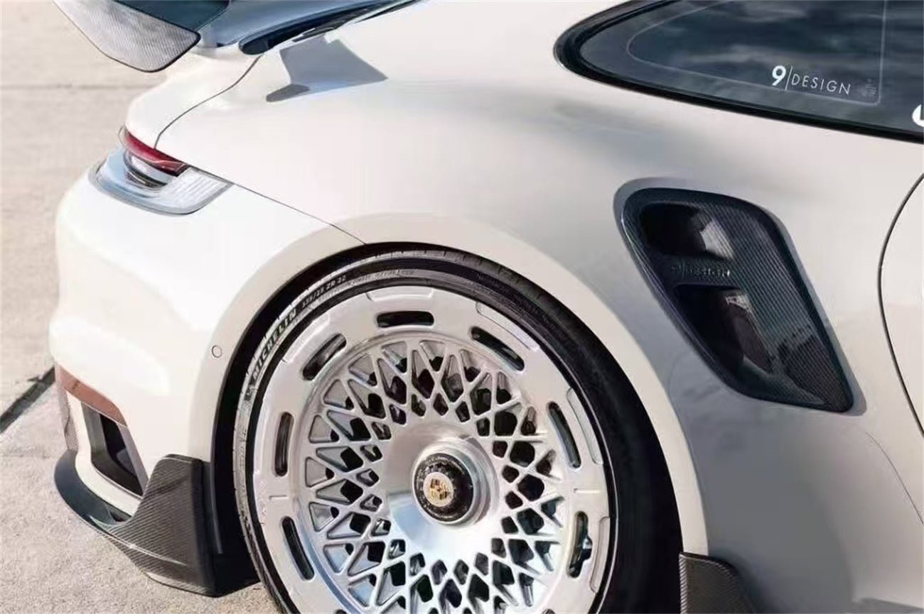 Porsche 911 992.1 Turbo S Turbo S Cabriolet 9D Style Autoclave Carbon Fiber Quarter Panel Side Scoops 2020-2024