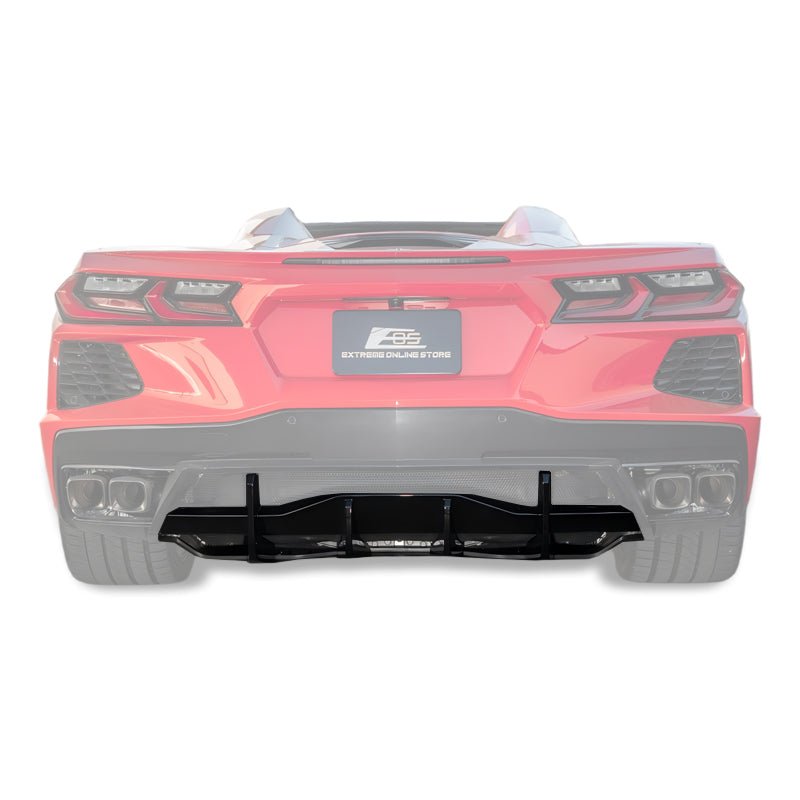 Chevrolet Corvette C8 EOS Performance Style Gloss Black Rear Bumper Add-On Diffuser Lip 2020-Up