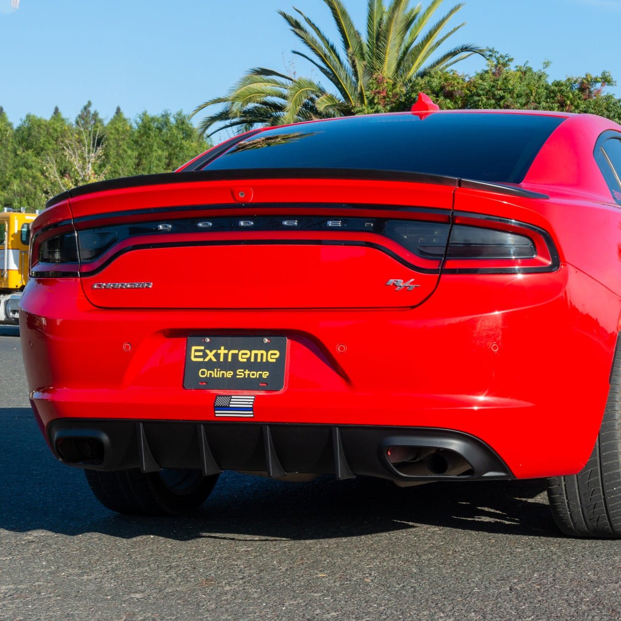 Dodge Charger LD SRT Style Matte Gloss Black Rear Bumper Dual Exhaust Diffuser Base Models 2015-2024