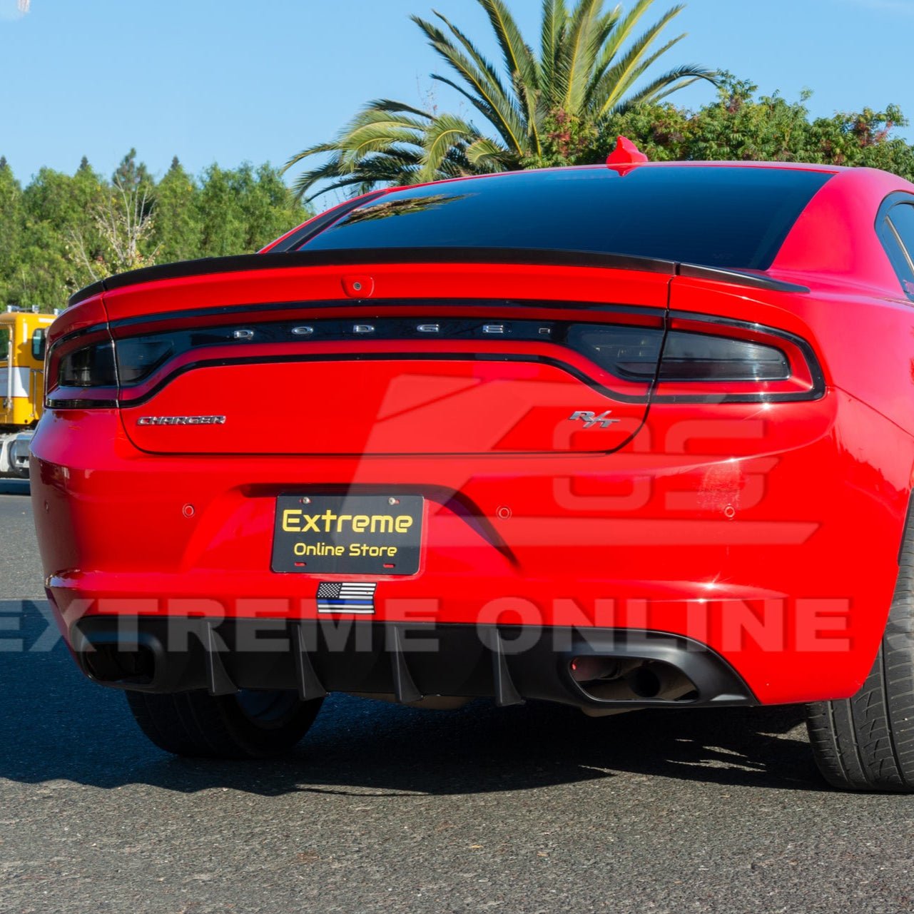 Dodge Charger LD SRT Style Matte Gloss Black Rear Bumper Dual Exhaust Diffuser Base Models 2015-2024