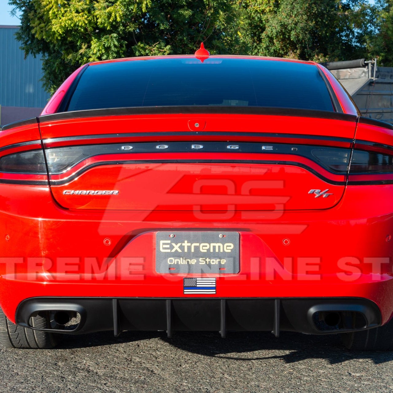 Dodge Charger LD SRT Style Matte Gloss Black Rear Bumper Dual Exhaust Diffuser Base Models 2015-2024