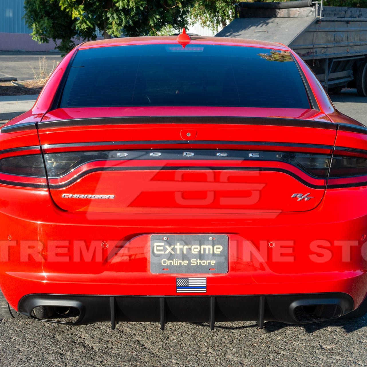 Dodge Charger LD SRT Style Matte Gloss Black Rear Bumper Dual Exhaust Diffuser Base Models 2015-2024
