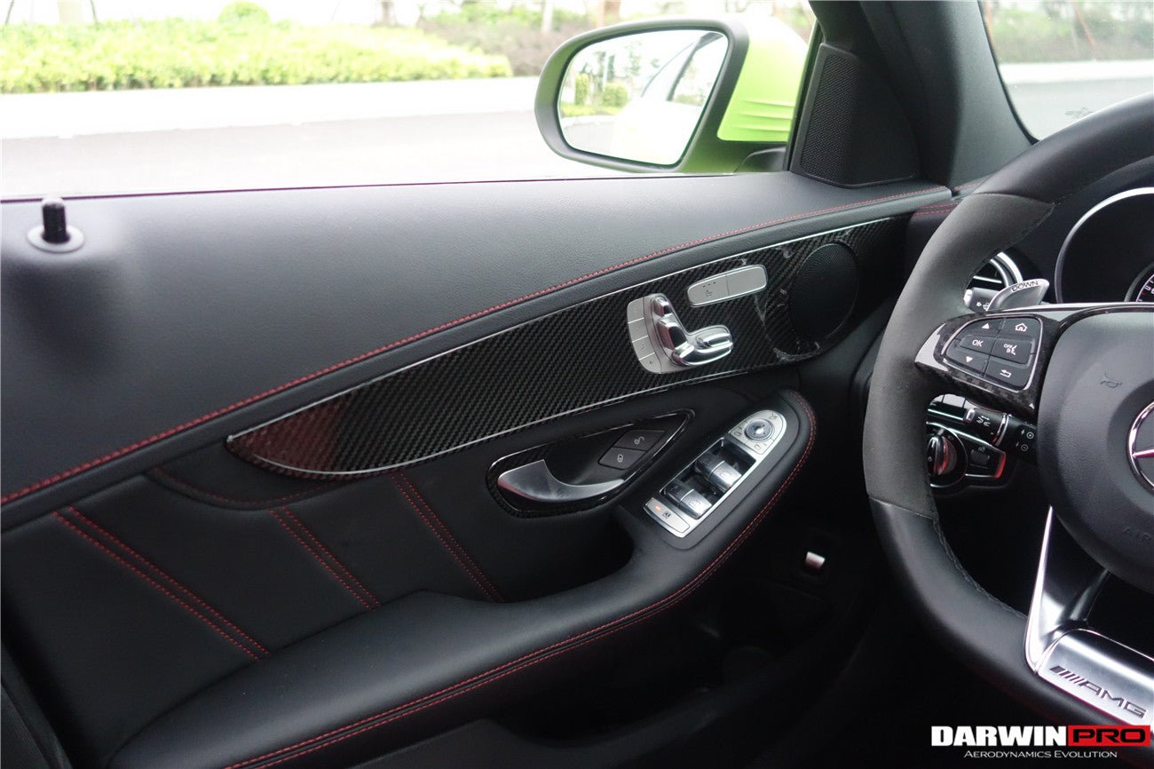 2015 - 2021 Mercedes Benz W205 C Class GLC X253 Carbon Fiber Interior Door Handle Cover Trim