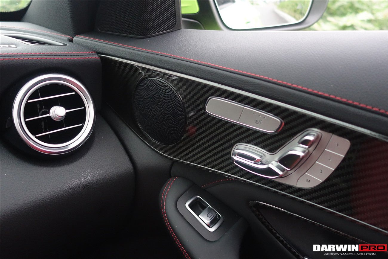 2015 - 2018 Mercedes Benz W205 C63/S AMG Sedan Carbon Fiber Interior Door Panel Trim Cover Strip
