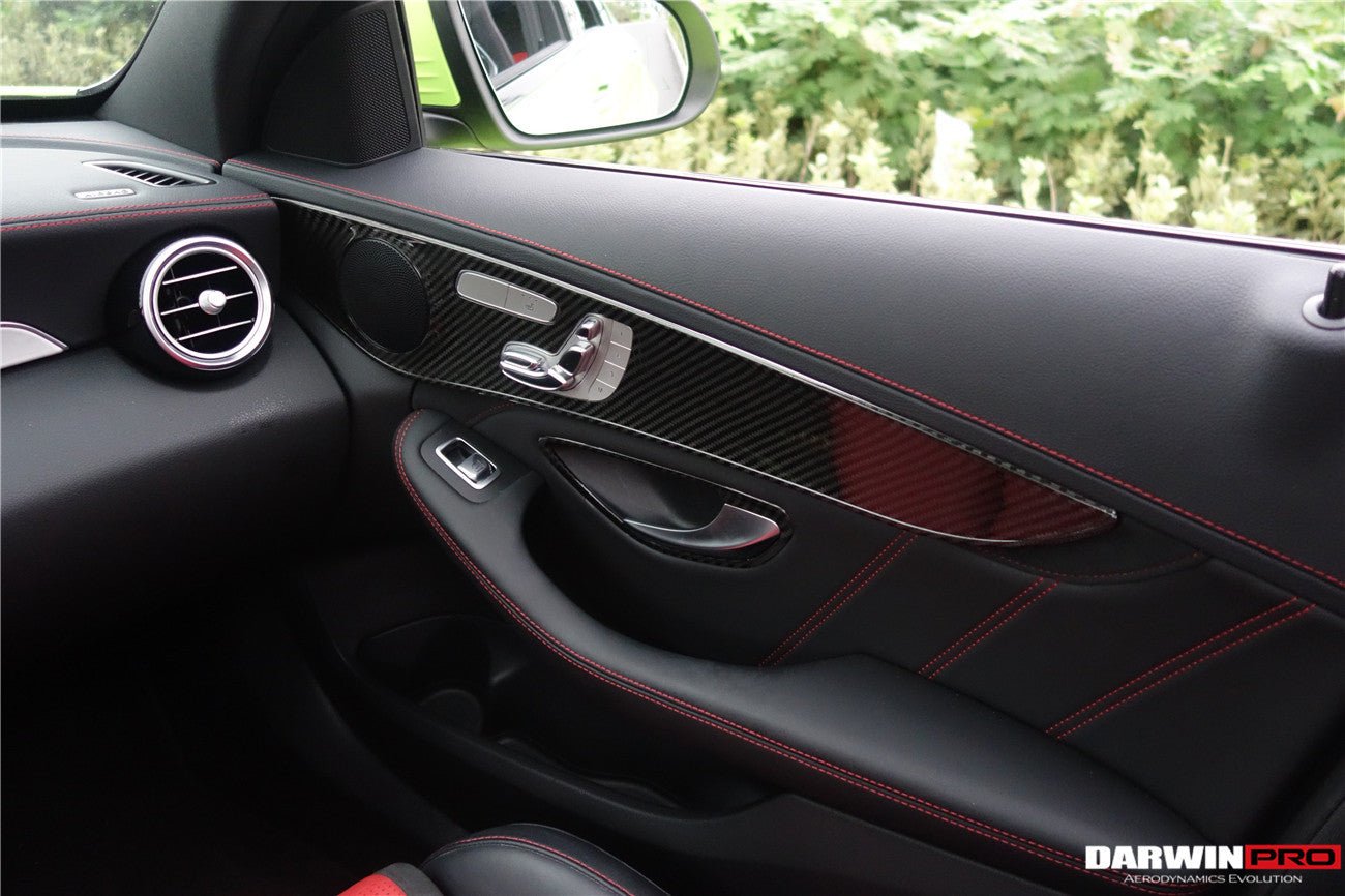 2015 - 2021 Mercedes Benz W205 C Class GLC X253 Carbon Fiber Interior Door Handle Cover Trim