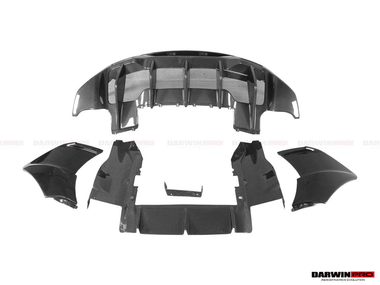 2015 - 2020 McLaren 540C & 570S & 570GT 600LT-Style Partial Carbon Fiber Rear Bumper with Diffuser and Trunk Spoiler and Engine Trunk and Exhaust