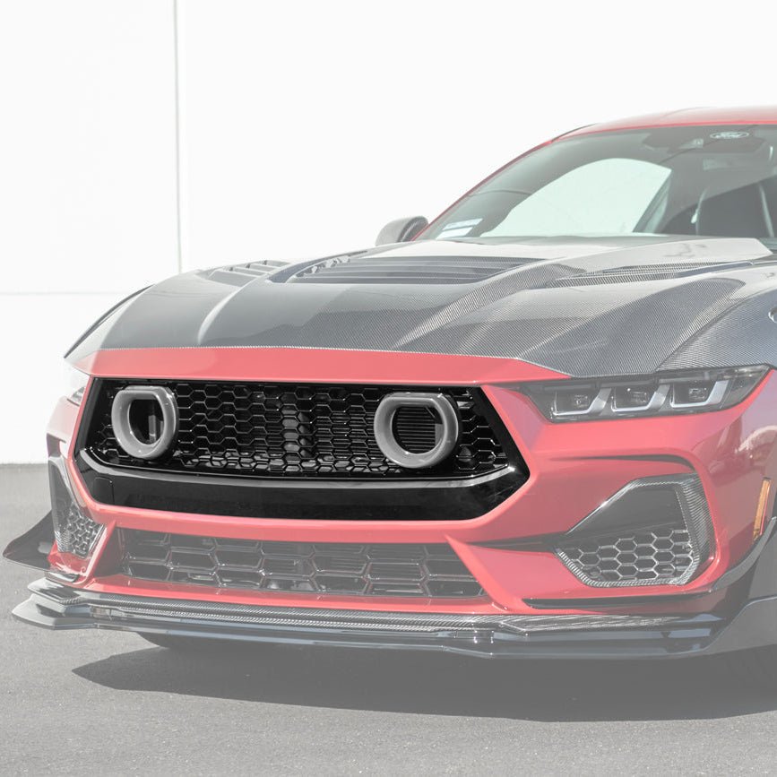 Ford Mustang S650 GTV Style Gloss Black LED Front Upper Grille Air Intakes 2024-Up