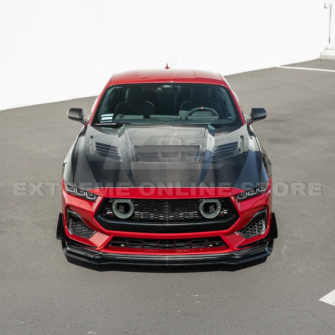 Ford Mustang S650 GTV Style Gloss Black LED Front Upper Grille Air Intakes 2024-Up