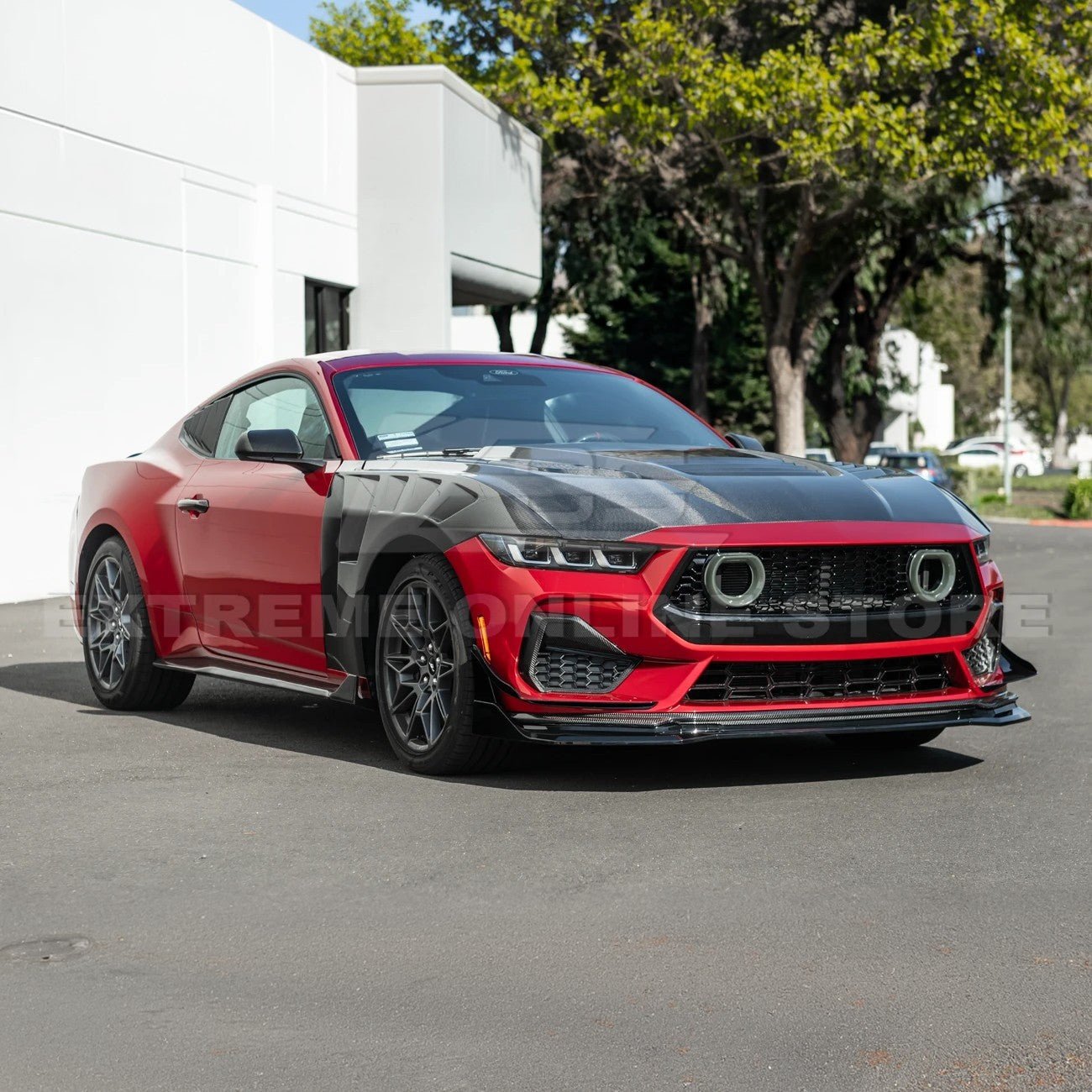 Ford Mustang S650 GTV Style Gloss Black LED Front Upper Grille Air Intakes 2024-Up