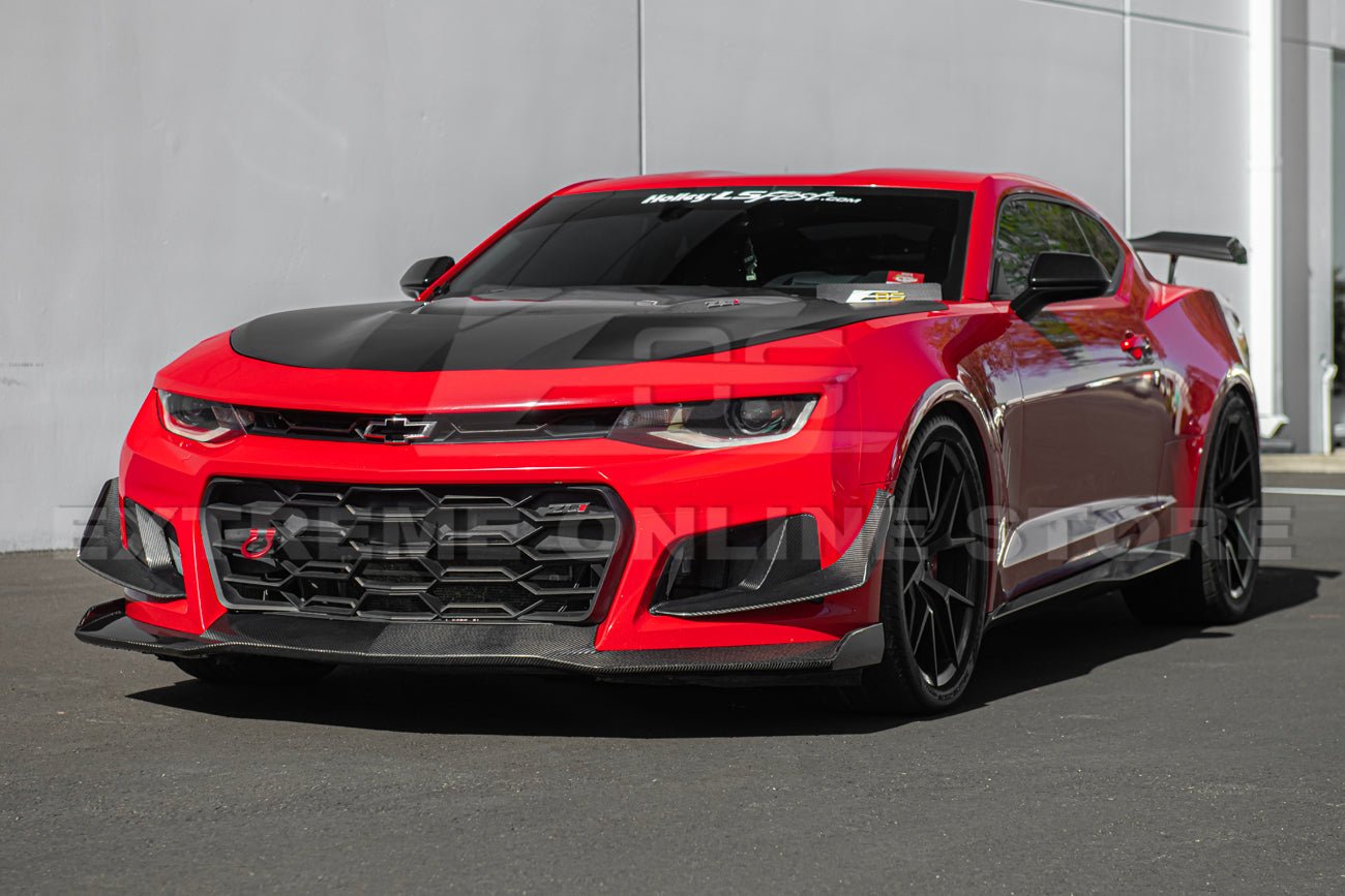 Chevrolet Camaro 6th Gen ZL1 1LE Style Dry Carbon Fiber Front Air Duct Bezels Canard Dive Planes 2017-2024