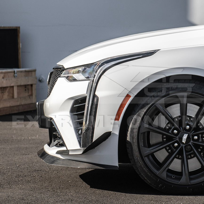 Cadillac CT4-V Blackwing Carbon Fiber Front Lip Splitter and Canards 2020-Up