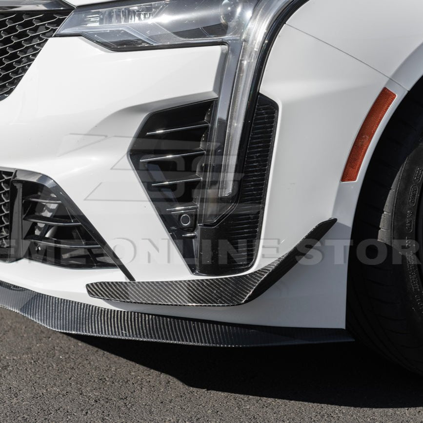 Cadillac CT4-V Blackwing Carbon Fiber Front Lip Splitter and Canards 2020-Up