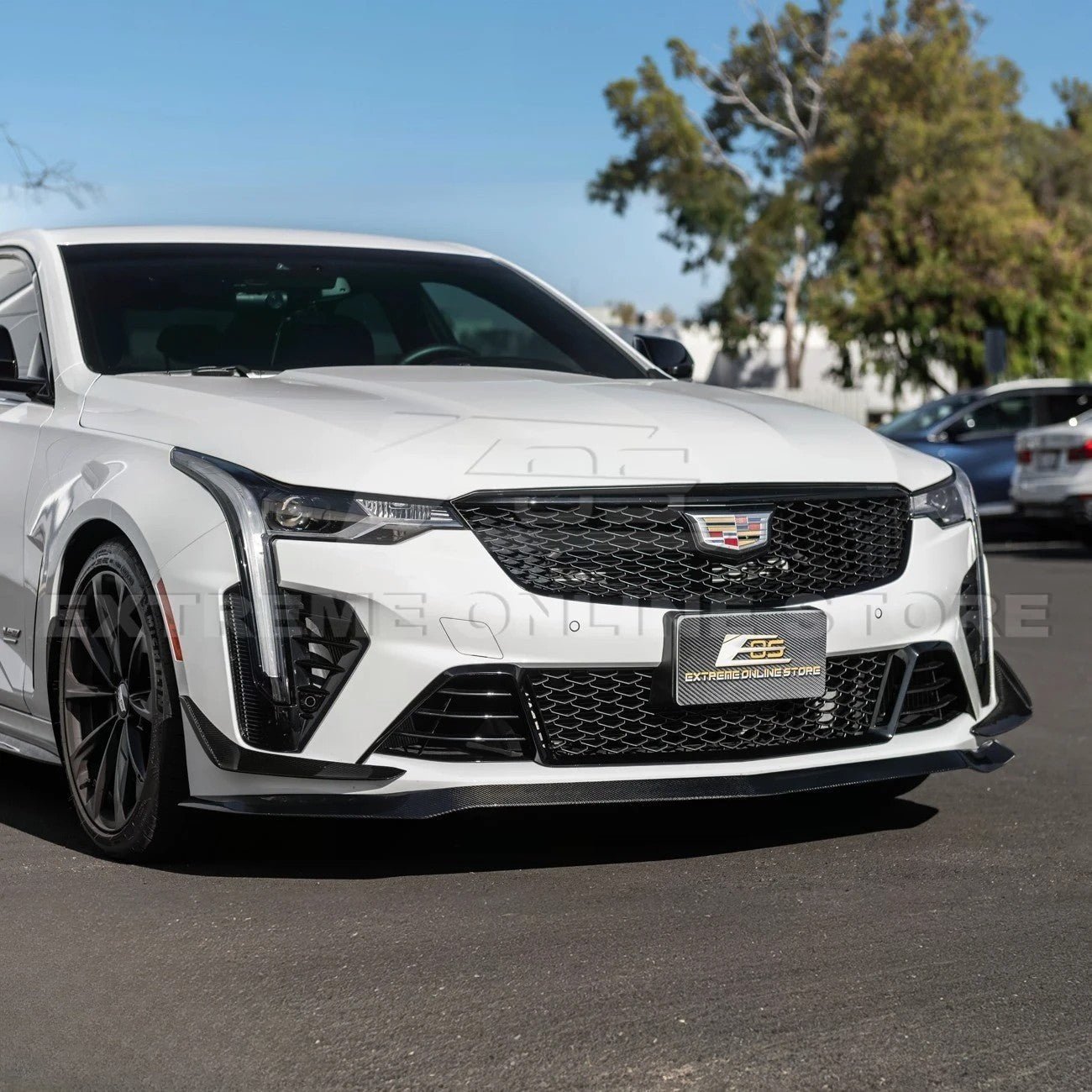 Cadillac CT4-V Blackwing Carbon Fiber Front Lip Splitter and Canards 2020-Up