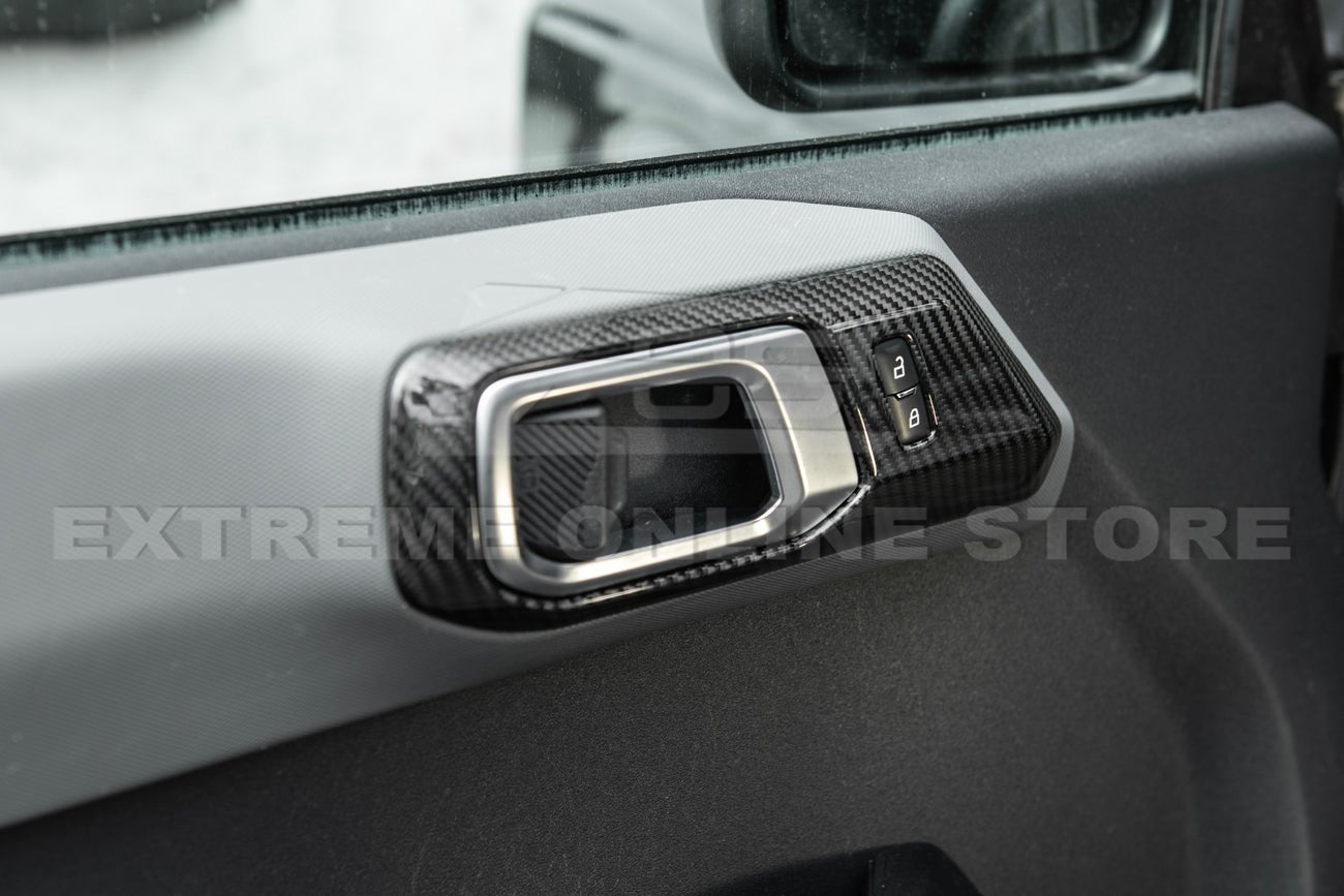 Ford Bronco Factory Style Carbon Fiber Front Door Handle Trim Cover Pair 2021-Up