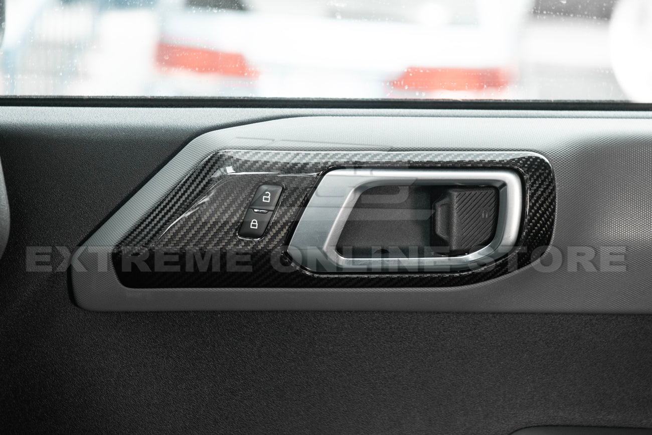 Ford Bronco Factory Style Carbon Fiber Front Door Handle Trim Cover Pair 2021-Up