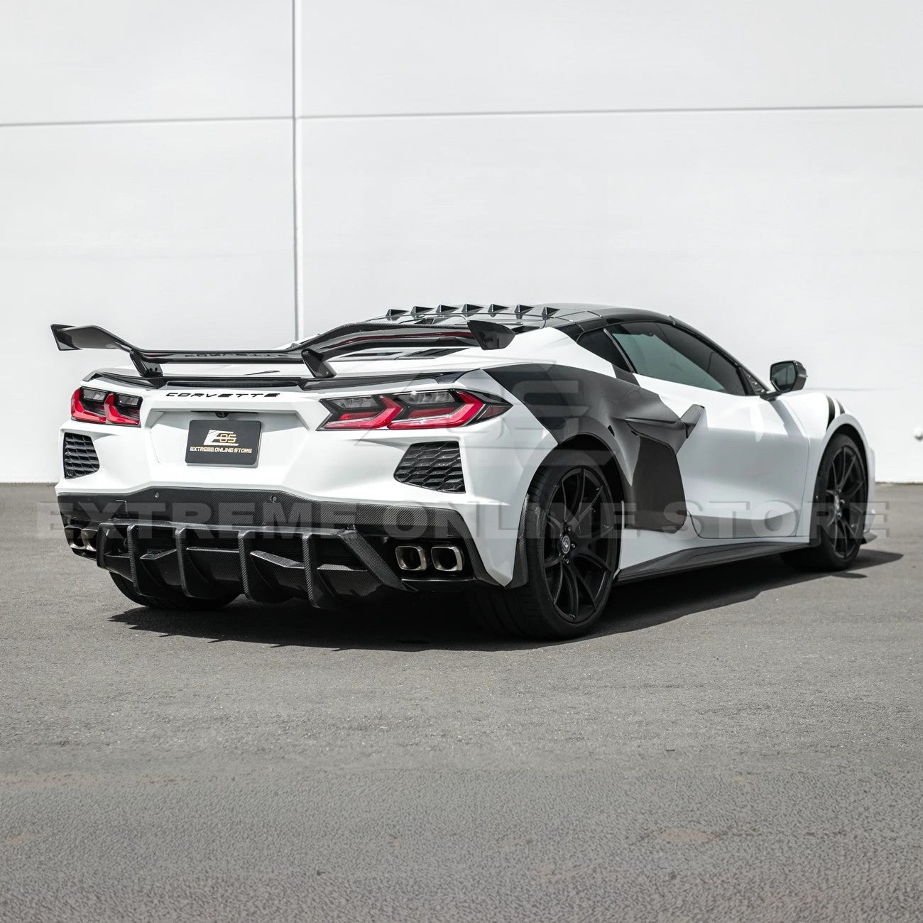 Chevrolet Corvette C8 Dry Carbon Fiber Quad Exit Rear Bumper Diffuser 2020-Up