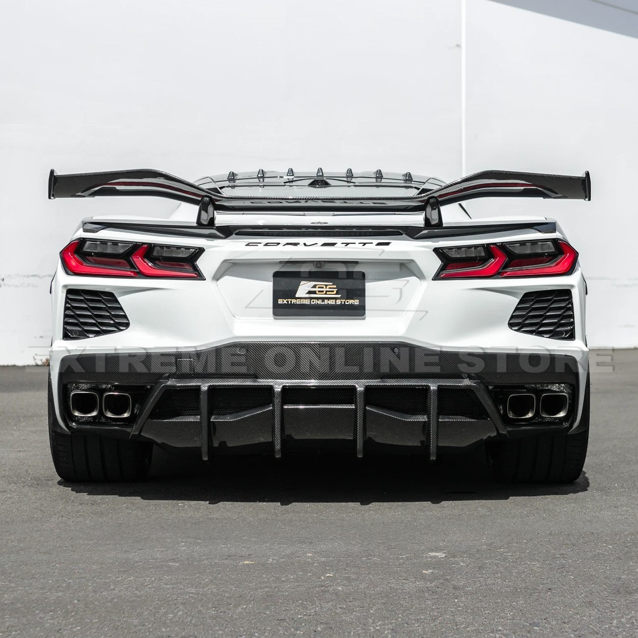 Chevrolet Corvette C8 Dry Carbon Fiber Quad Exit Rear Bumper Diffuser 2020-Up