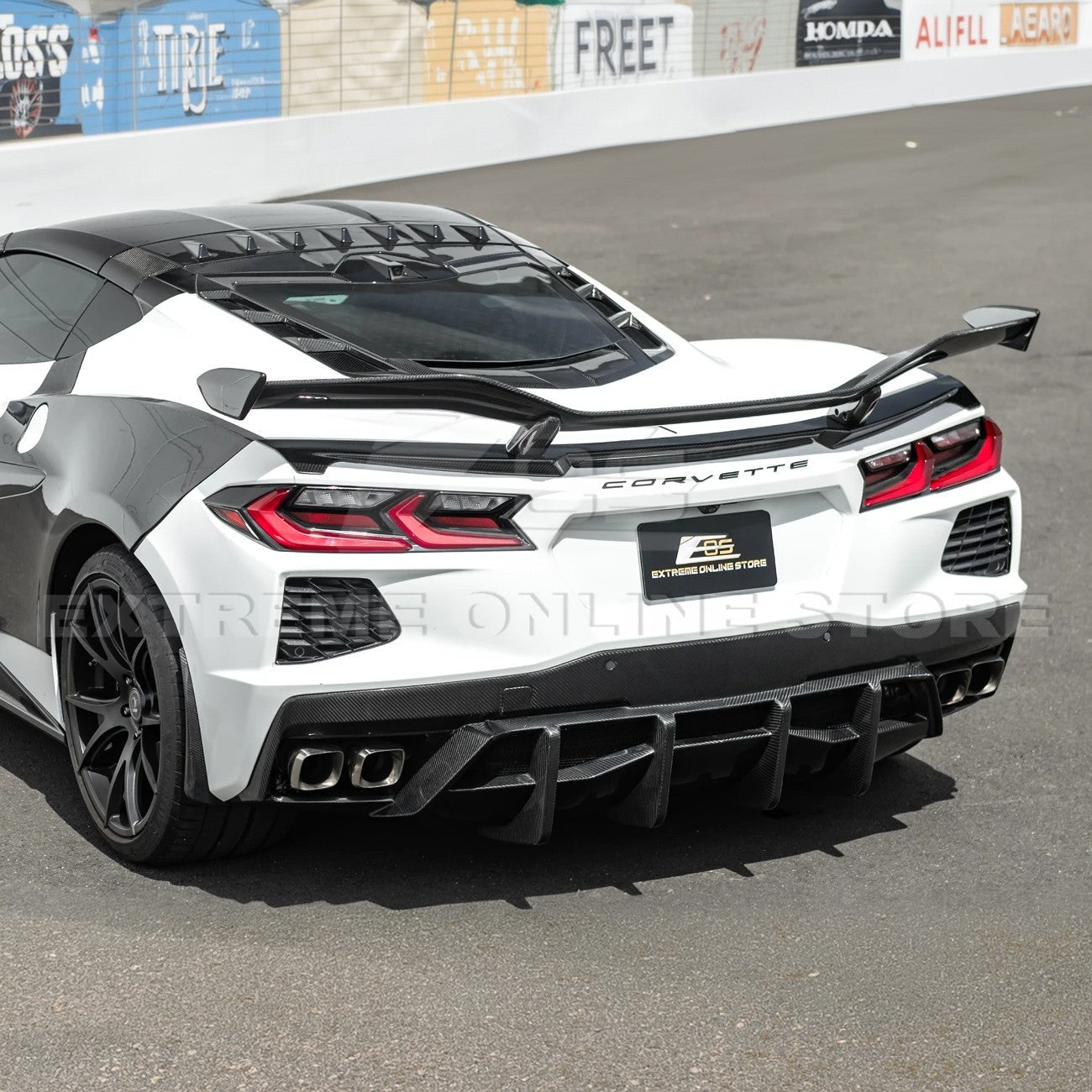 Chevrolet Corvette C8 Dry Carbon Fiber Quad Exit Rear Bumper Diffuser 2020-Up