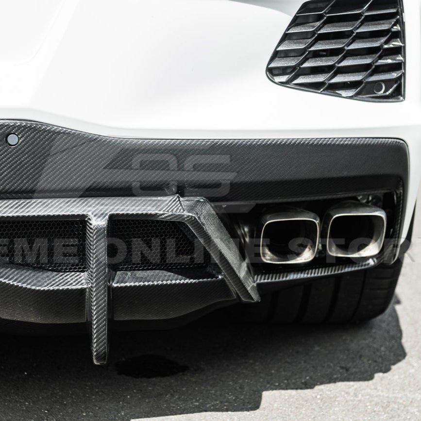 Chevrolet Corvette C8 Dry Carbon Fiber Quad Exit Rear Bumper Diffuser 2020-Up