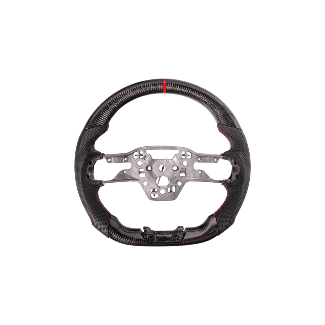 Ford Mustang S650 Carbon Fiber Steering Wheel Perforated Leather Red Stripe 2024-Up