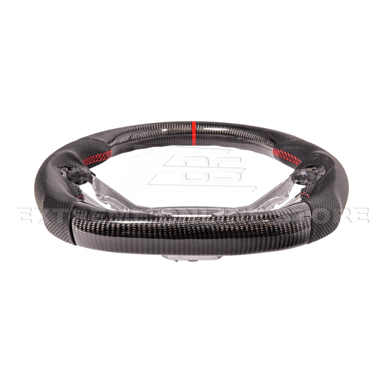 Ford Mustang S650 Carbon Fiber Steering Wheel Perforated Leather Red Stripe 2024-Up