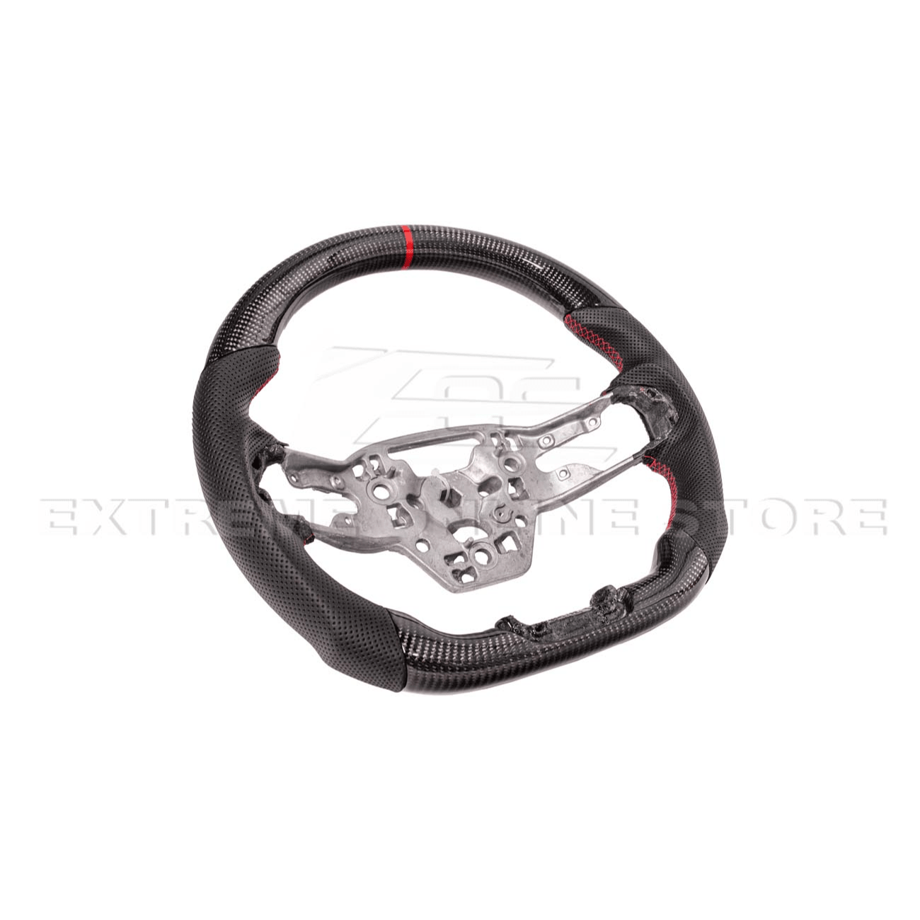 Ford Mustang S650 Carbon Fiber Steering Wheel Perforated Leather Red Stripe 2024-Up