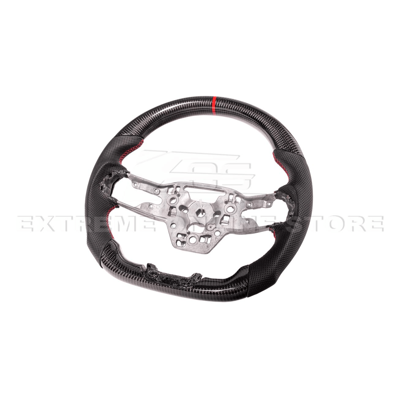 Ford Mustang S650 Carbon Fiber Steering Wheel Perforated Leather Red Stripe 2024-Up