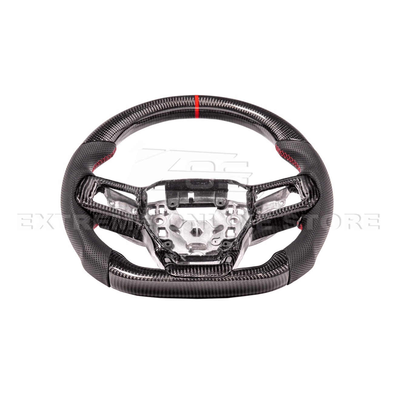 Ford Mustang S650 Carbon Fiber Steering Wheel Perforated Leather Red Stripe 2024-Up