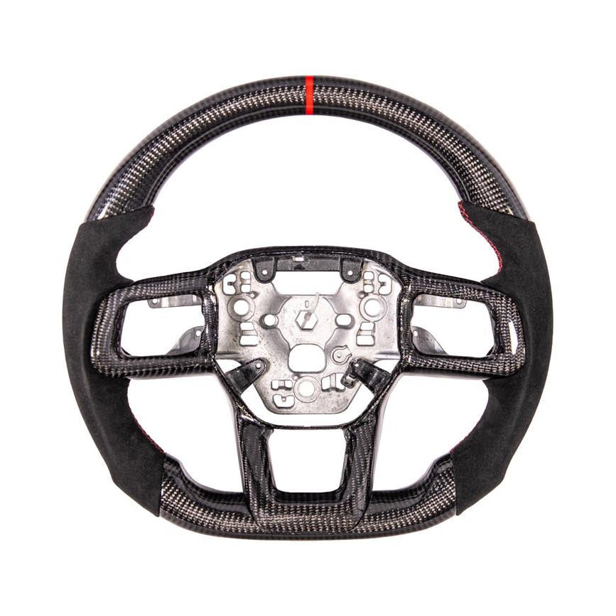 Ford Mustang S650 Carbon Fiber Alcantara Steering Wheel Red Stripe 2024-Up