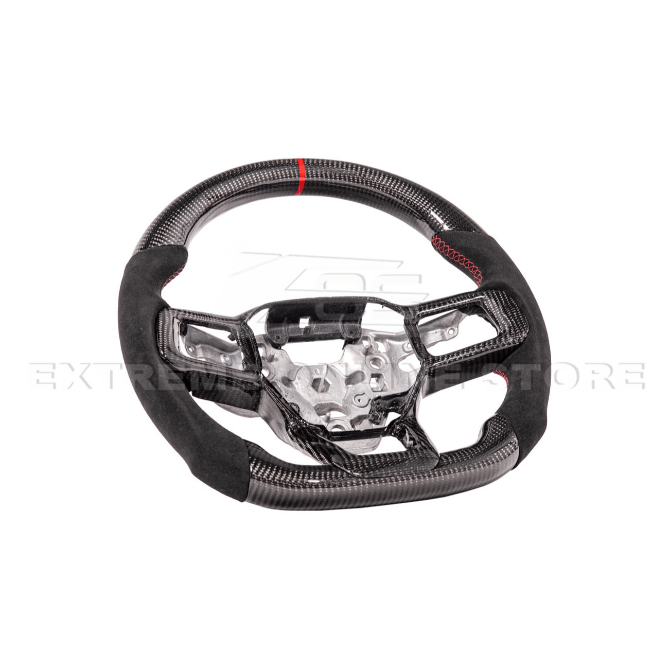 Ford Mustang S650 Carbon Fiber Alcantara Steering Wheel Red Stripe 2024-Up
