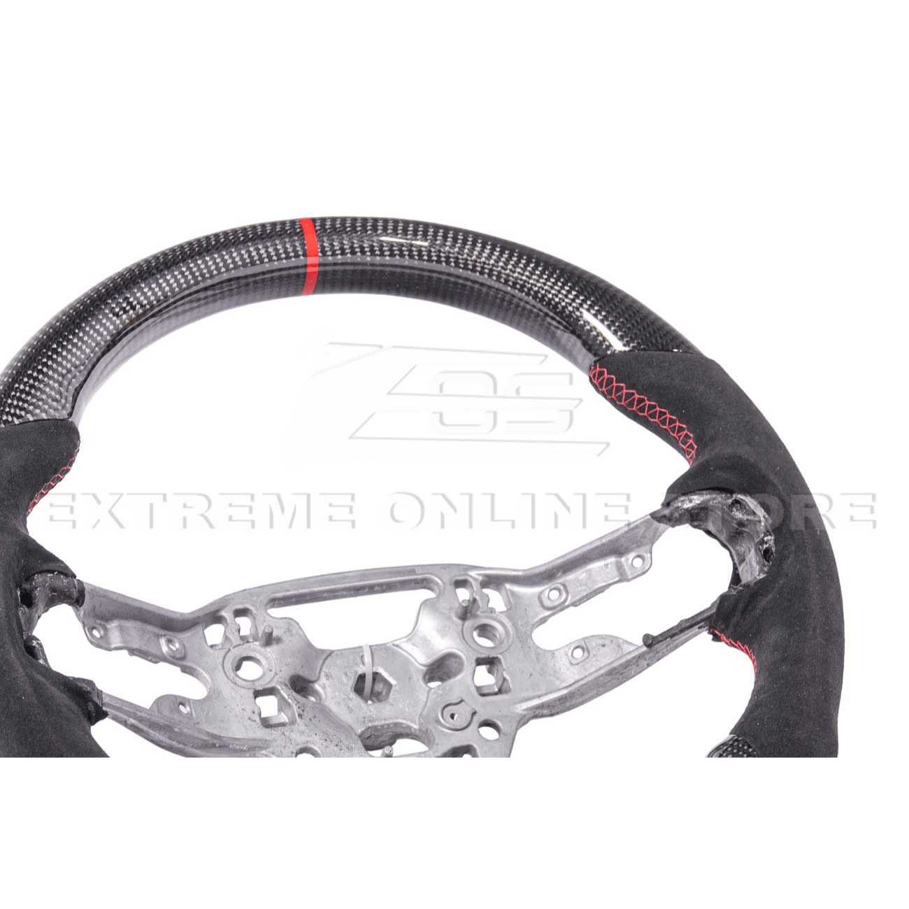 Ford Mustang S650 Carbon Fiber Alcantara Steering Wheel Red Stripe 2024-Up