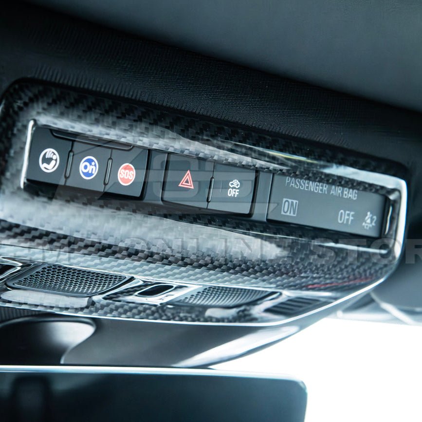 Chevrolet Corvette C8 Factory Style Dry Carbon Fiber Roof Reading Light Control Cover 2020-Up