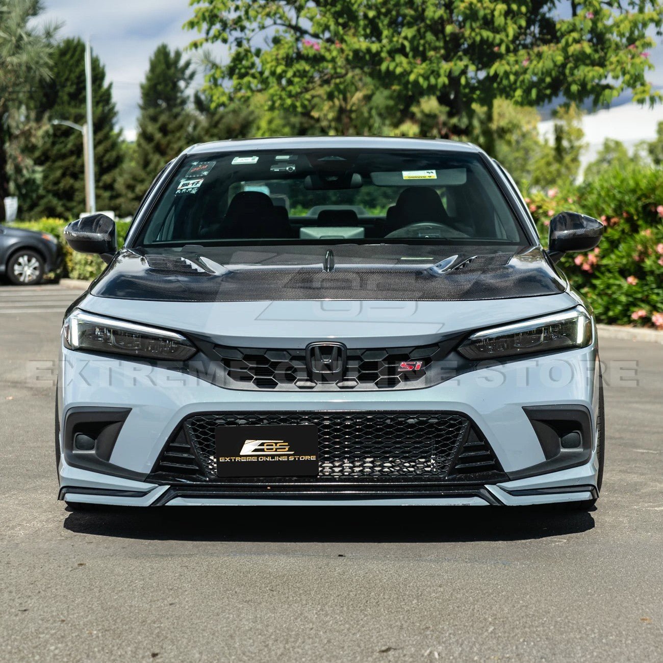 Honda Civic Varis Style Carbon Fiber Front Vented Bumper Hood 2022-Up