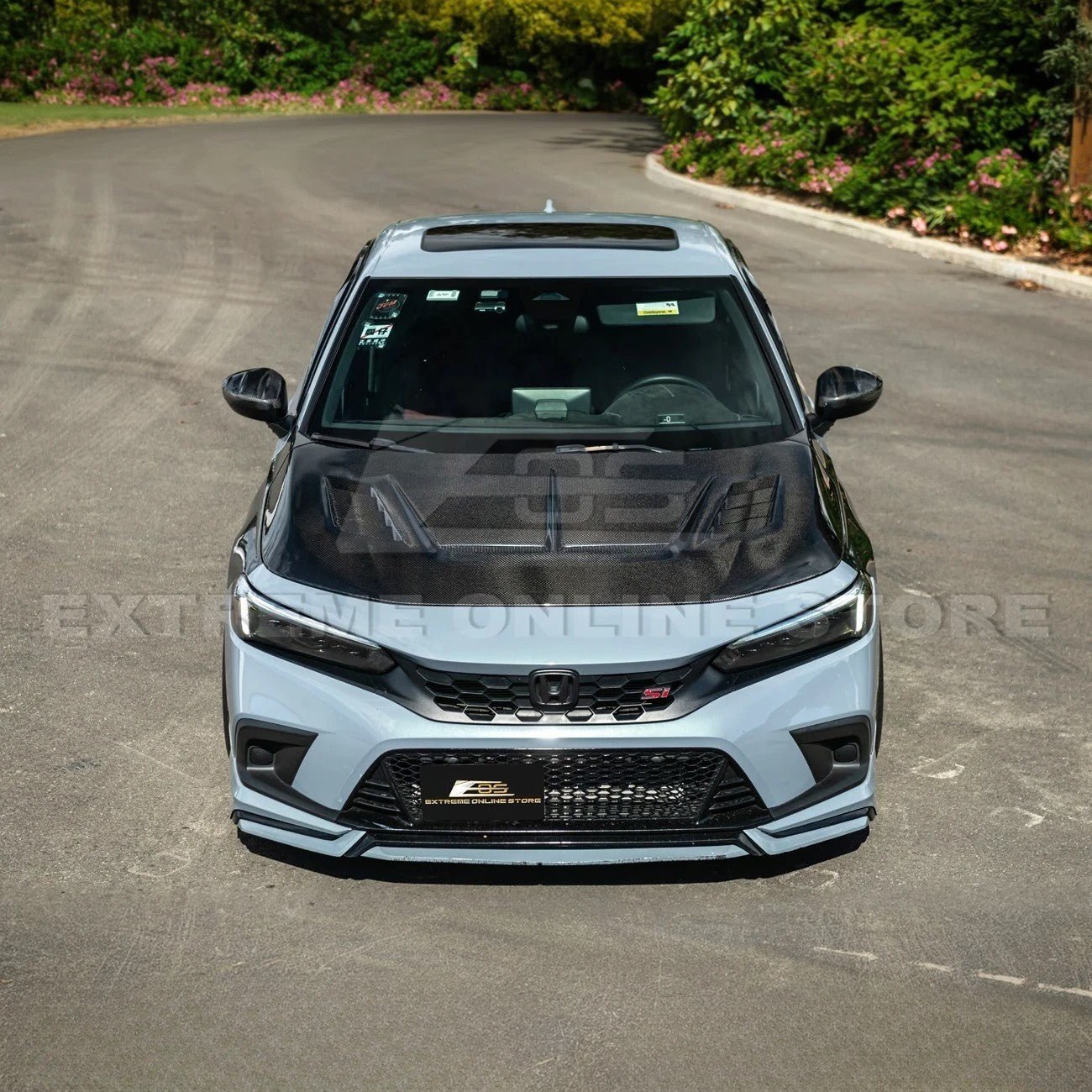 Honda Civic Varis Style Carbon Fiber Front Vented Bumper Hood 2022-Up