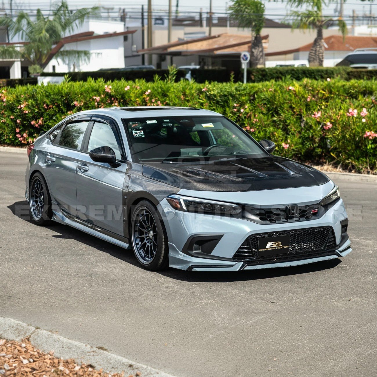 Honda Civic 11th Gen Varis Style Carbon Fiber Front Vented Hood with FL5 Fender Kit 2022-Up