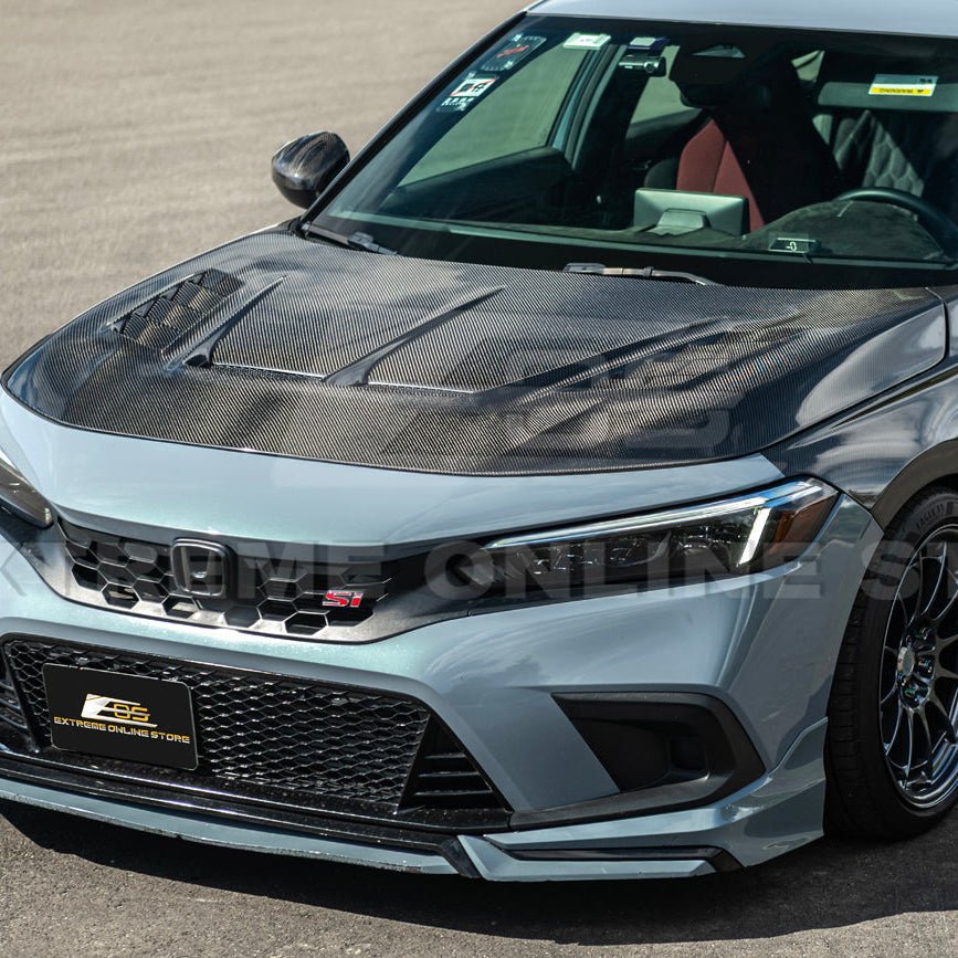 Honda Civic Varis Style Carbon Fiber Front Vented Bumper Hood 2022-Up