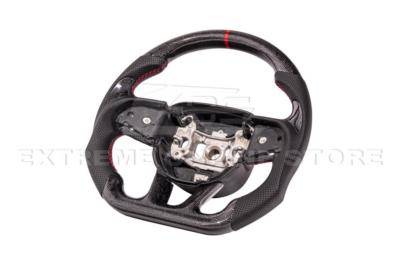 Dodge Challenger Carbon Fiber Steering Wheel Red Stitching Automatic 2015-Up